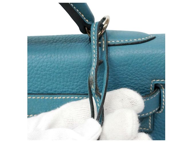 Hermès Borsa Hermes Kelly 32 in Blue Jean - vista 10
