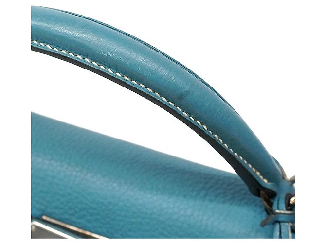 Hermès Borsa Hermes Kelly 32 in Blue Jean - vista 12
