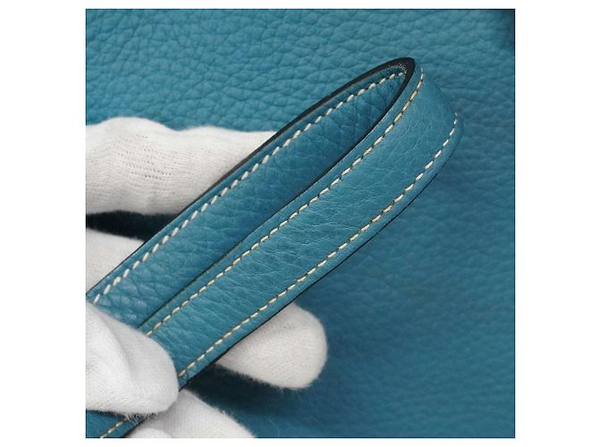 Hermès Borsa Hermes Kelly 32 in Blue Jean - vista 17