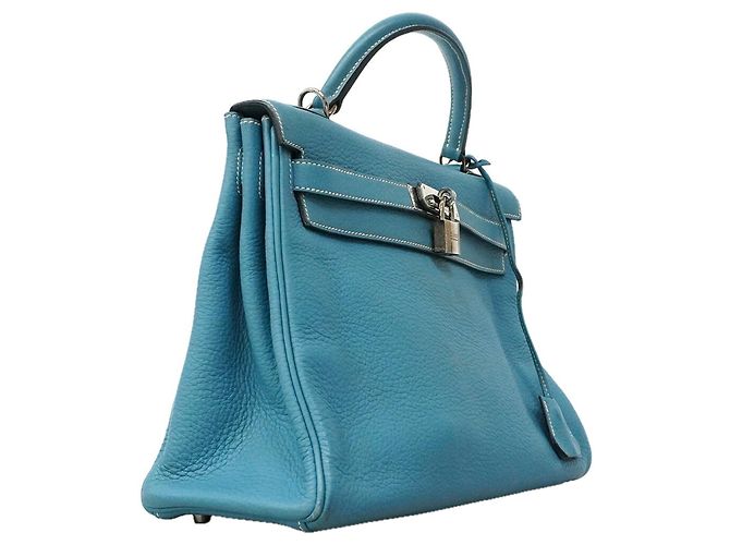 Hermès Borsa Hermes Kelly 32 in Blue Jean - vista 2