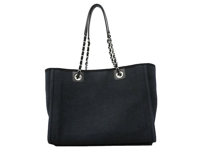 Chanel Deauville Shopper aus schwarzem Canvas - Ansicht 10