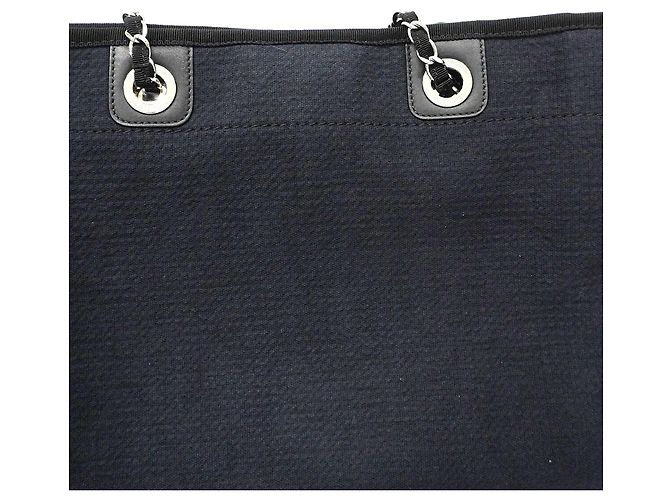 Chanel Deauville Shopper aus schwarzem Canvas - Ansicht 9