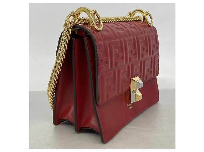 Bolsa de ombro mini em couro Fendi Kanai Vermelho - vista 2
