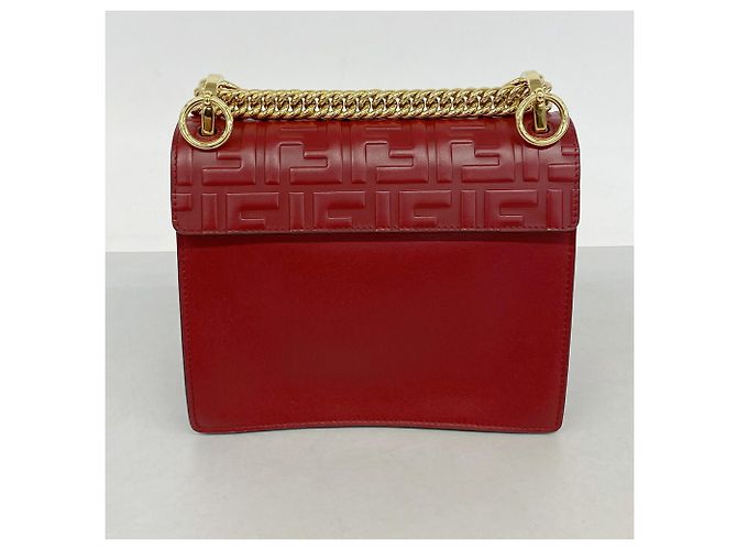 Bolsa de ombro mini em couro Fendi Kanai Vermelho - vista 8