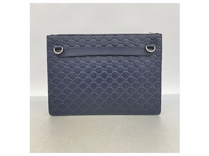 Borsa a tracolla Gucci in pelle blu navy - vista 10