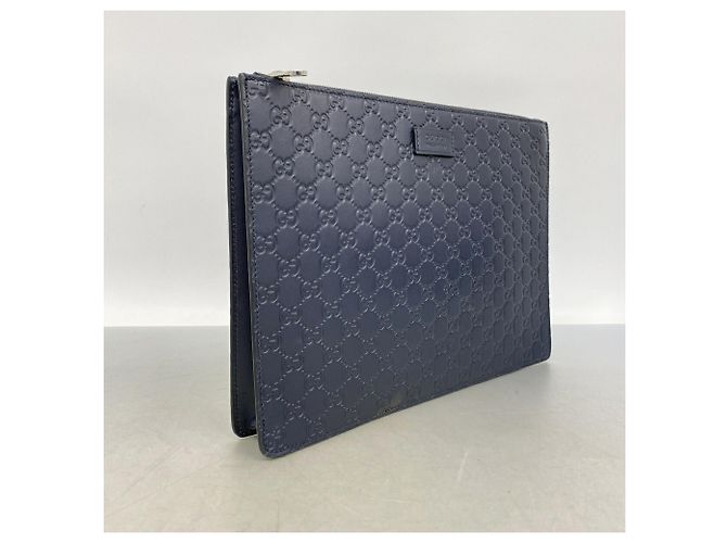 Borsa a tracolla Gucci in pelle blu navy - vista 2
