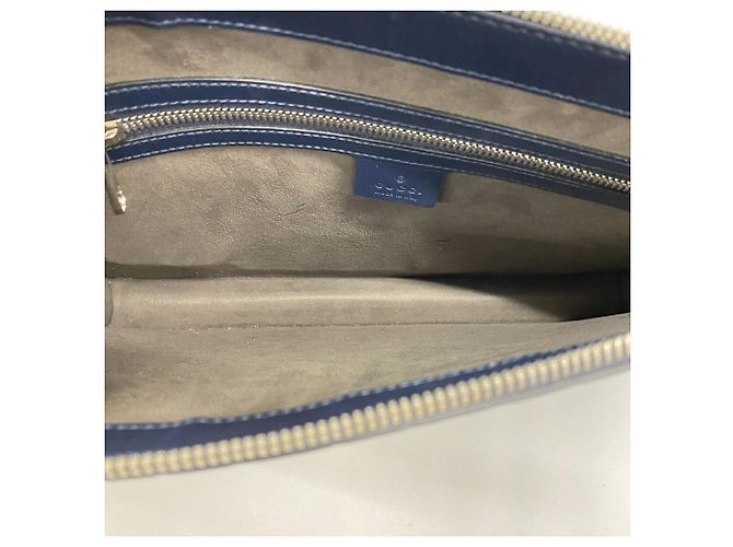 Borsa a tracolla Gucci in pelle blu navy - vista 4