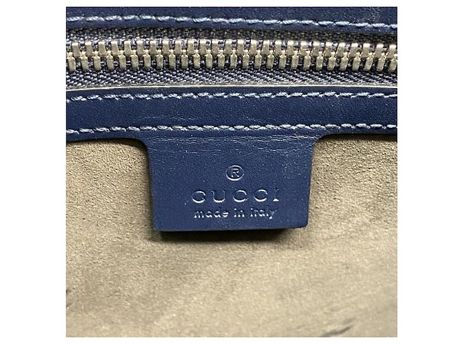 Borsa a tracolla Gucci in pelle blu navy - vista 5