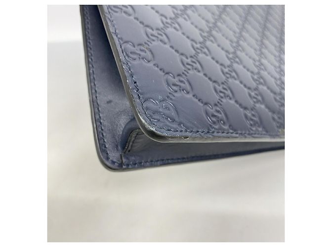 Borsa a tracolla Gucci in pelle blu navy - vista 6