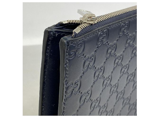 Borsa a tracolla Gucci in pelle blu navy - vista 7