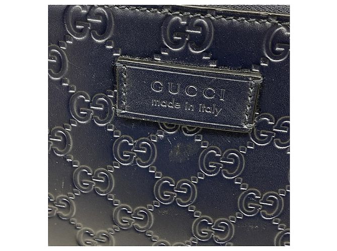 Borsa a tracolla Gucci in pelle blu navy - vista 8