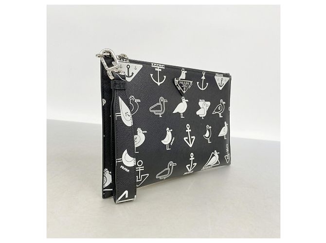 Pochette Prada en cuir Saffiano Noir - vue 2