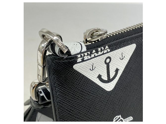 Pochette Prada en cuir Saffiano Noir - vue 7