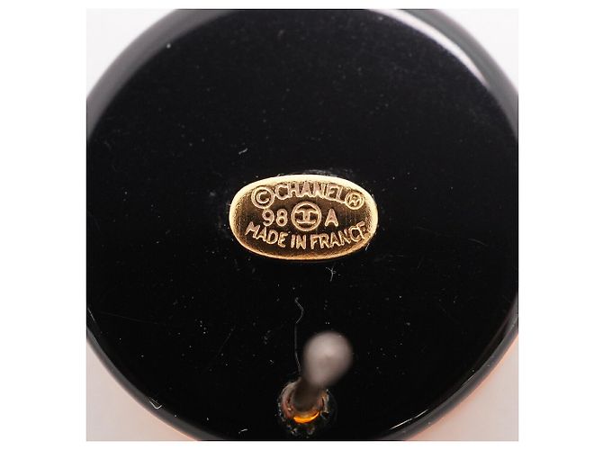 Boucles d'oreilles puces Chanel plaquées or Noir Doré - vue 4