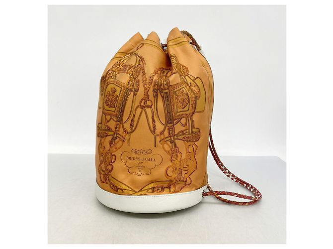 Silk In Hermès Borsa a tracolla in seta Hermes Socquoir 22 Arancione - vista 6