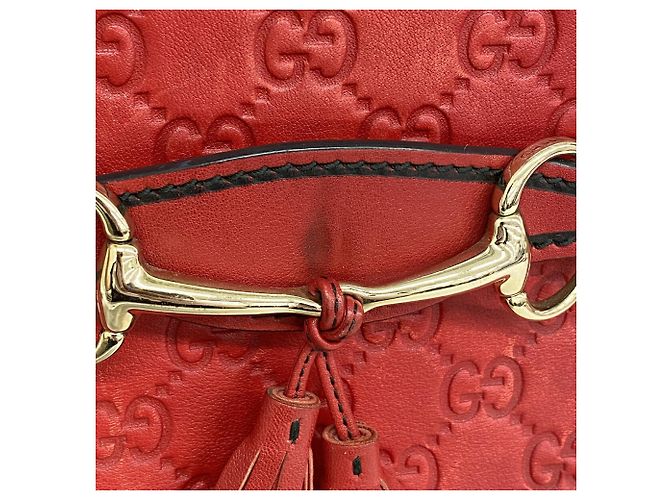 Borsa a tracolla Gucci in pelle rossa Rosso - vista 8