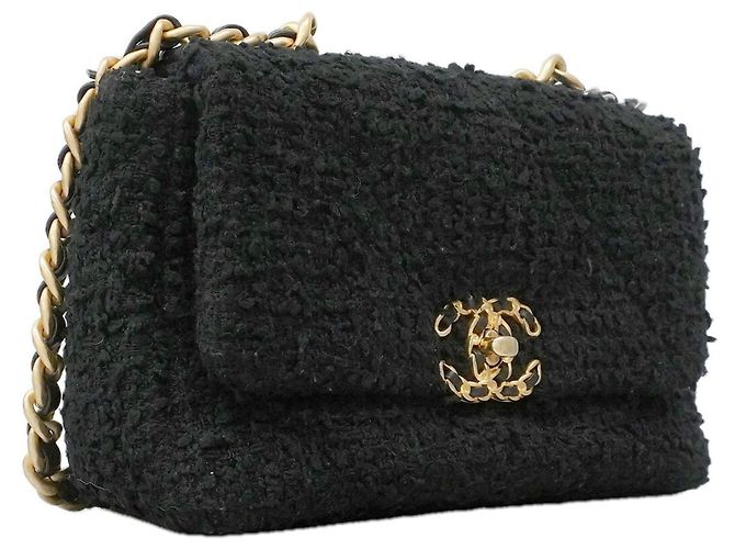 Borsa a mano Chanel Borsa a tracolla con catena 19 Tweed Black Nero - vista 2