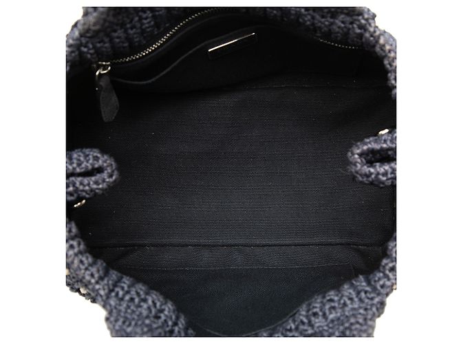 Borsa Satchel Prada in crochet effetto rafia blu a pois Blu navy - vista 4