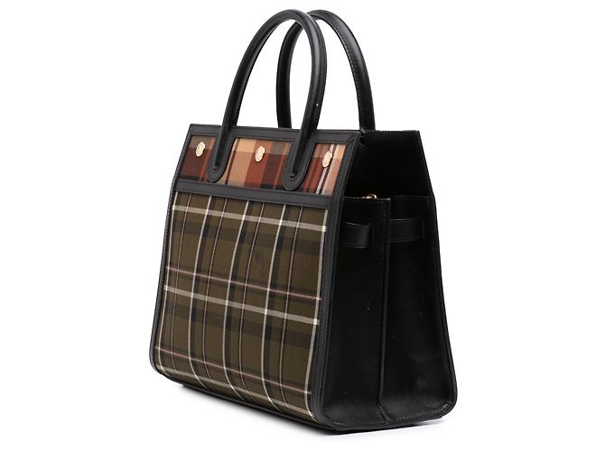 Borsa Satchel Burberry Green Small Wool Tartan Verde Verde scuro - vista 2