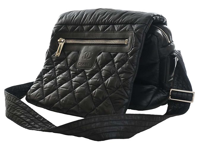 Bolsa Messenger Chanel Coco Cocoon em nylon acolchoado preto, pequena - vista 10