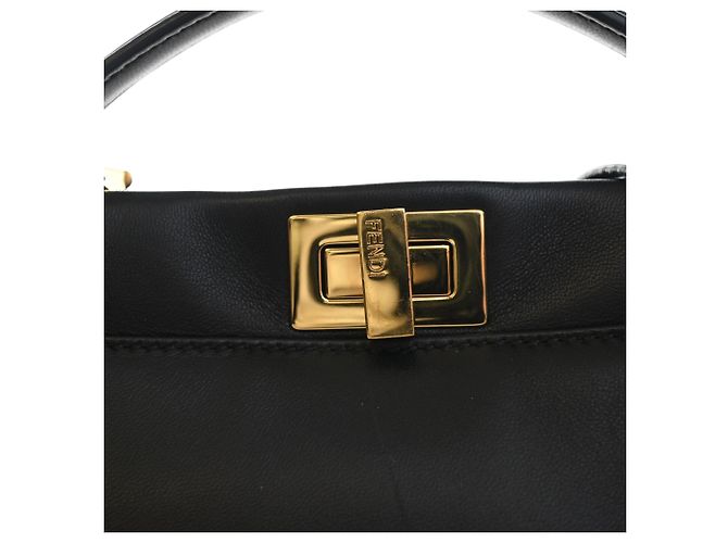 Fendi Peekaboo Iconic Mini Satchel aus schwarzem Leder - Ansicht 4