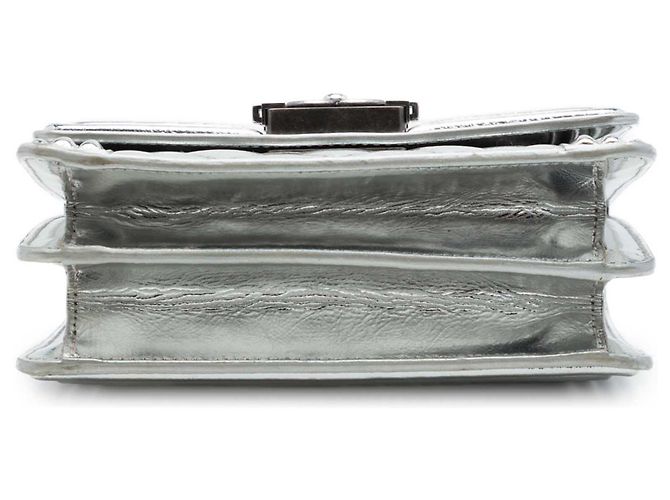 Chanel Silver Quilted Metallic Calfskin North South Boy Flap Argento - vista 3