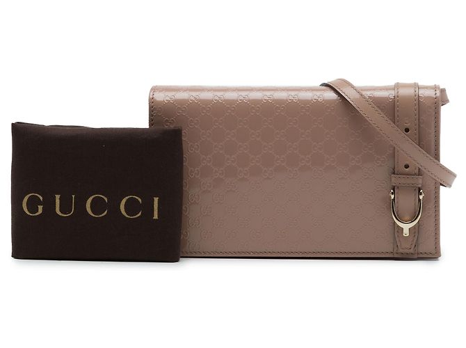 Borsa a tracolla Gucci Beige Patent Microguccissima Stirrup - vista 7