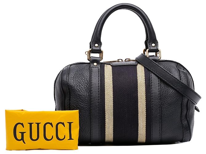 Borsa Boston Gucci Joy Small in pelle di vitello nera con banda Web Nero - vista 7