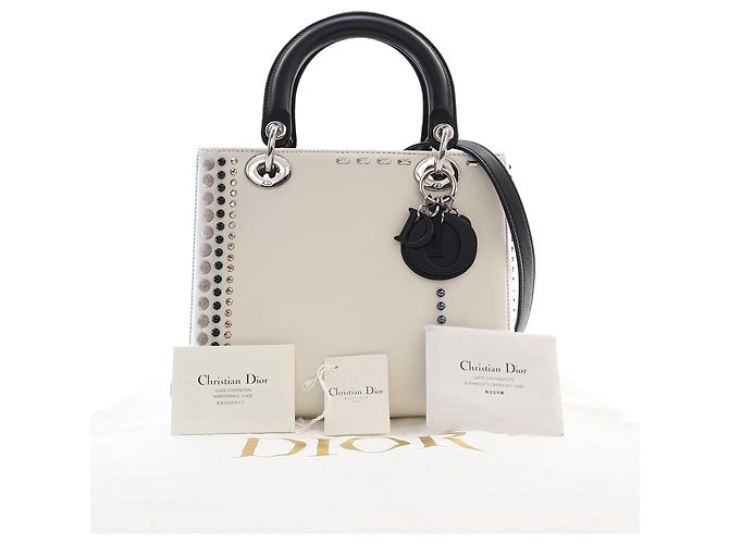 Autre Marque Dior White Medium Studded Calfskin Lady Dior Weiß - Ansicht 14