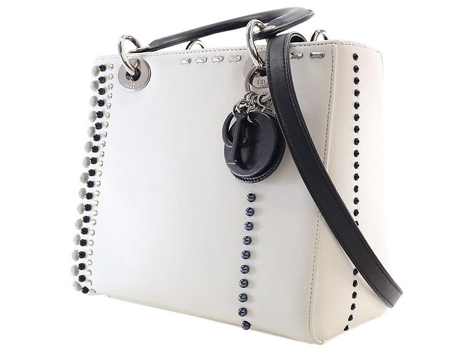 Autre Marque Dior White Medium Studded Calfskin Lady Dior Weiß - Ansicht 4