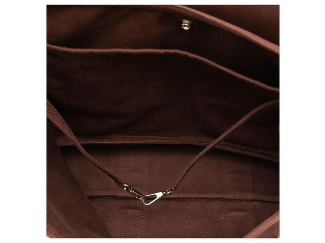 Hermès Brown Toile and Swift Valparaiso MM Marrone Marrone scuro - vista 4