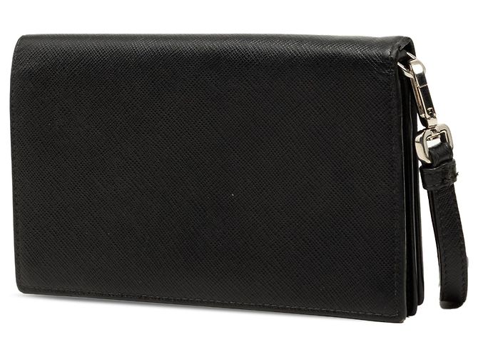 Prada Saffiano Handgelenk-Langbeutel schwarz - Ansicht 2