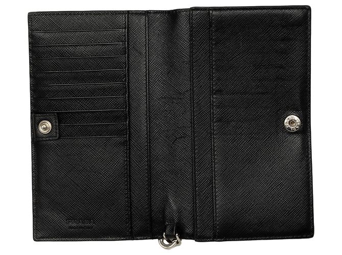 Prada Saffiano Handgelenk-Langbeutel schwarz - Ansicht 4