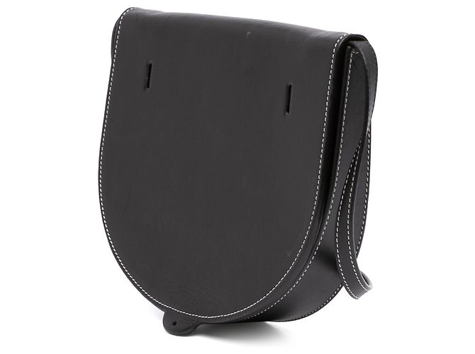 LOEWE Borsa a tracolla Heel piccola in pelle di vitello liscia nera Nero - vista 2