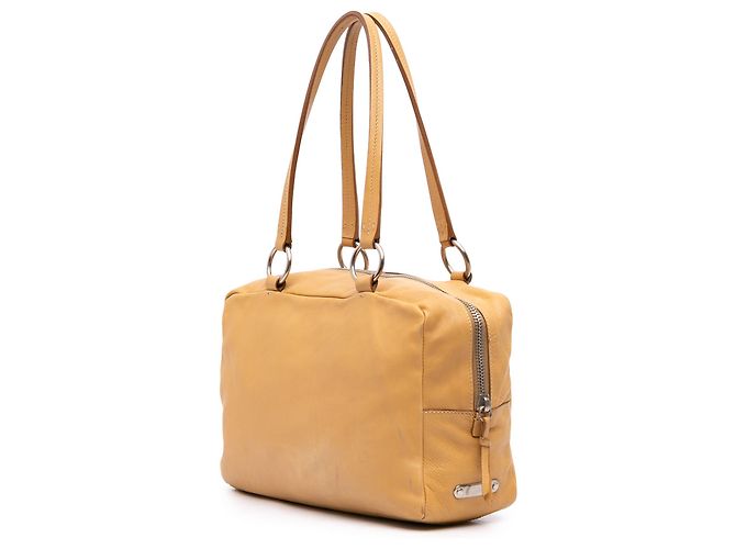Sac à épaule Miu Miu en cuir marron Caramel - vue 2
