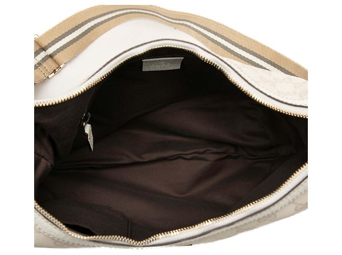 Borsa a tracolla Gucci in tela GG beige con banda Web - vista 4