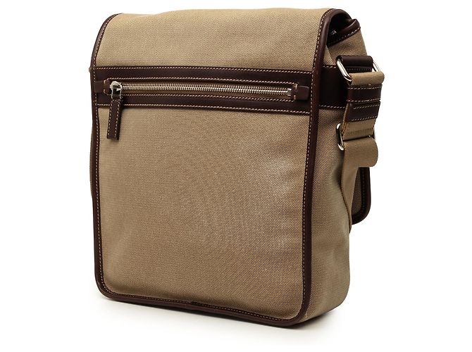 Bolso bandolera Prada de lona Canapa beige con ribetes de cuero y hebilla con logo - vista 2