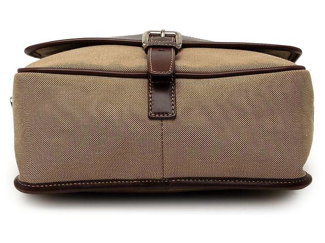 Bolso bandolera Prada de lona Canapa beige con ribetes de cuero y hebilla con logo - vista 3