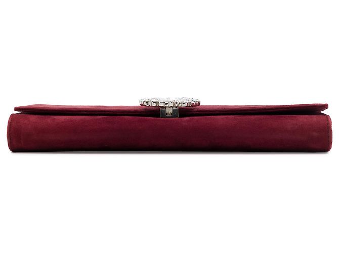 Clutch Broadway Gucci in camoscio rosso con cristalli - vista 3