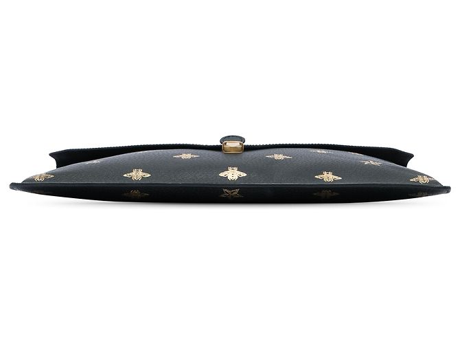 Clutch Portfolio Gucci in pelle di vitello nera Bee Star Nero - vista 3