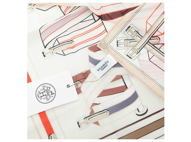 Lenço Hermès White Les Sangles en Finesse Branco Fora de branco - vista 2
