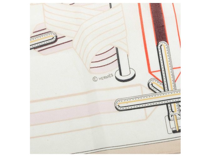 Lenço Hermès White Les Sangles en Finesse Branco Fora de branco - vista 4