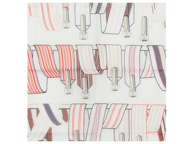 Lenço Hermès White Les Sangles en Finesse Branco Fora de branco - vista 5