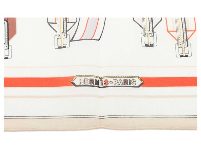 Lenço Hermès White Les Sangles en Finesse Branco Fora de branco - vista 6