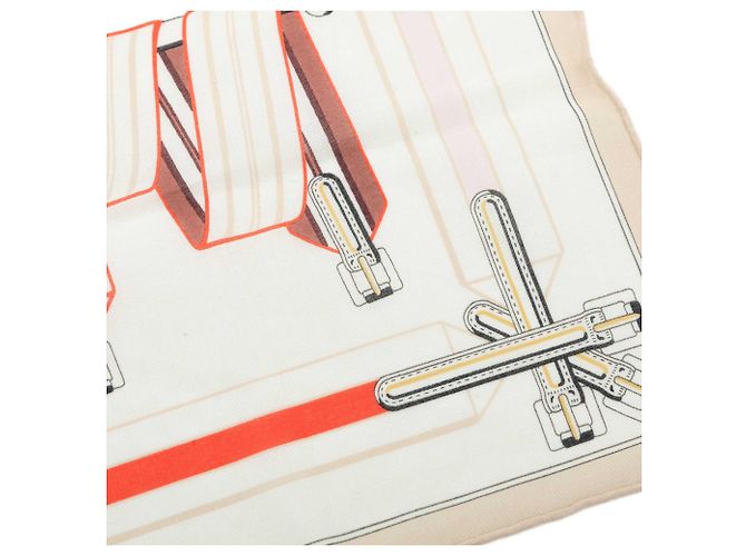 Lenço Hermès White Les Sangles en Finesse Branco Fora de branco - vista 7