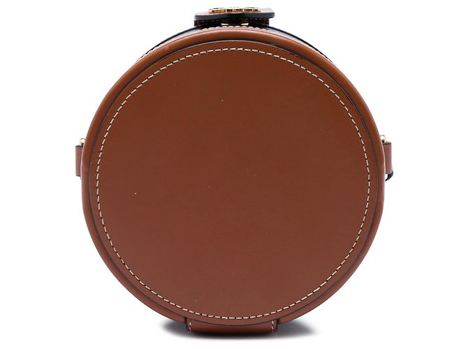 Céline Celine Brown Small Triomphe Coated Canvas Tambour Crossbody Marrone Marrone scuro - vista 3