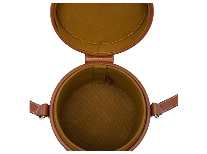 Céline Celine Brown Small Triomphe Coated Canvas Tambour Crossbody Marrone Marrone scuro - vista 4