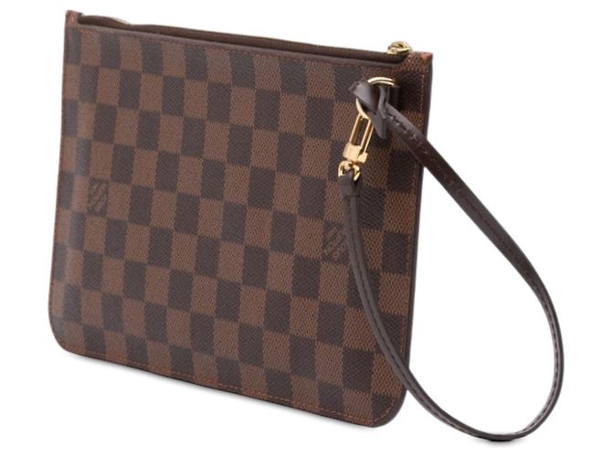 Louis Vuitton Brown Damier Ebene Neverfull Pochette Castaño - vista 2