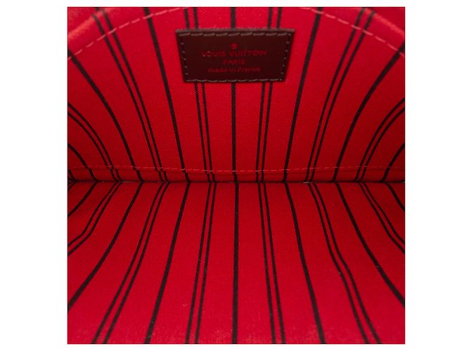 Louis Vuitton Brown Damier Ebene Neverfull Pochette Castaño - vista 4