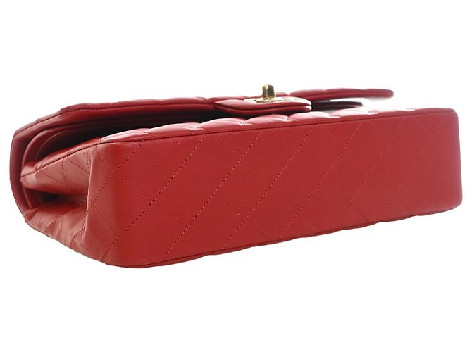 Chanel Red Medium Classic Lambskin Double Flap Rouge - vue 10